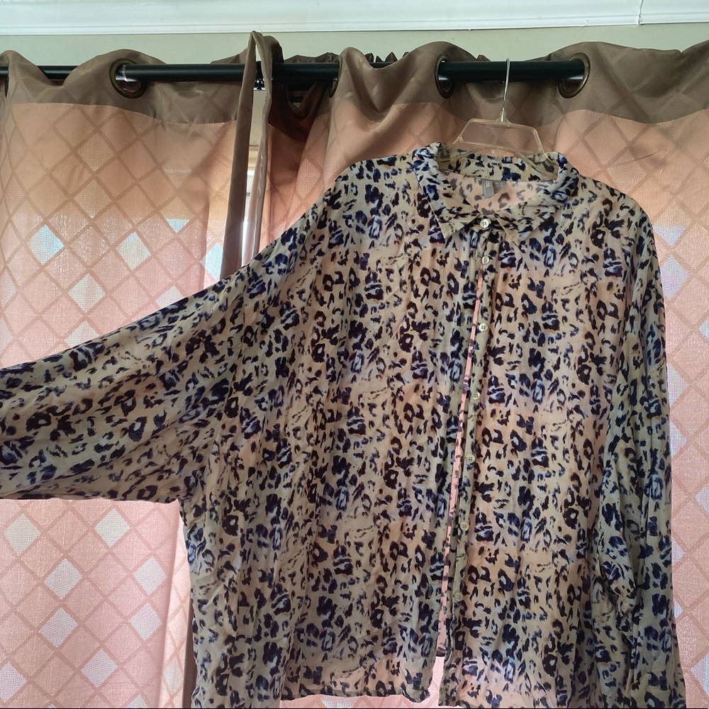 Multi-colored Leopard print button down